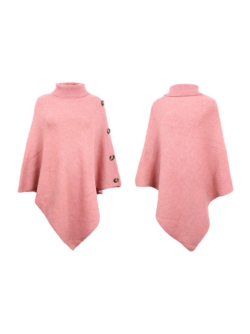 Poncho Pour Femme Cape À Col Haut Vêtements D'extérieur Printemps - Rose