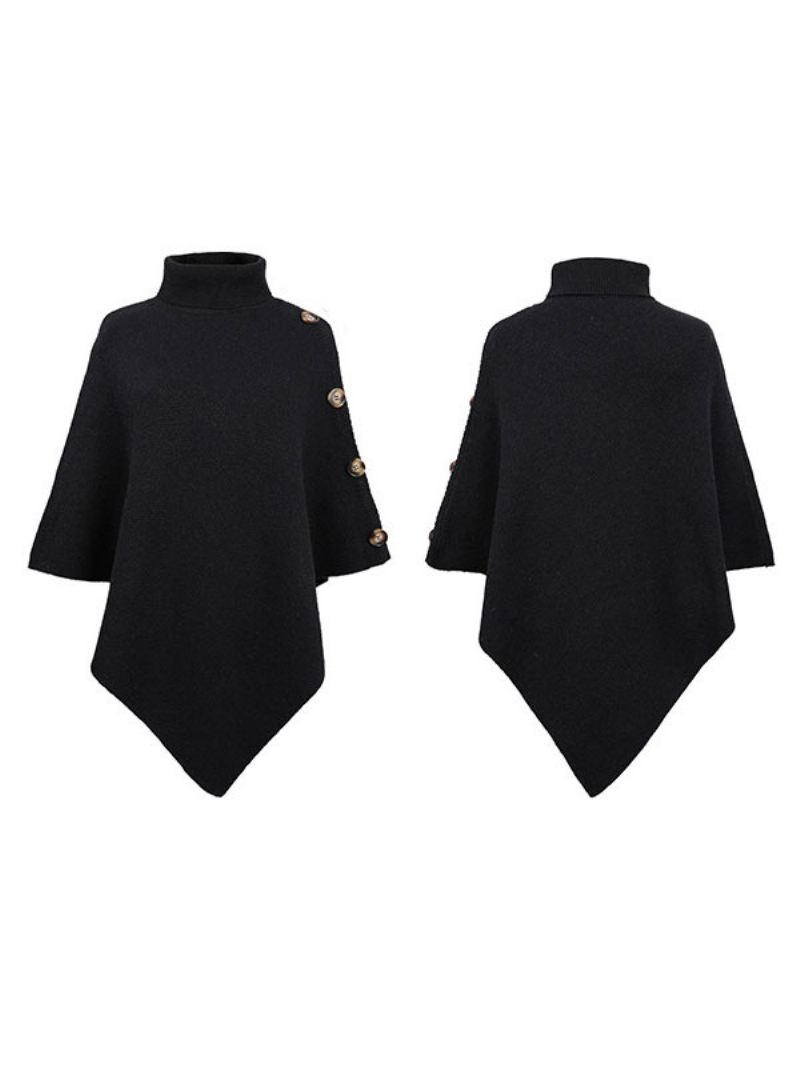 Poncho Pour Femme Cape À Col Haut Vêtements D'extérieur Printemps - Noir