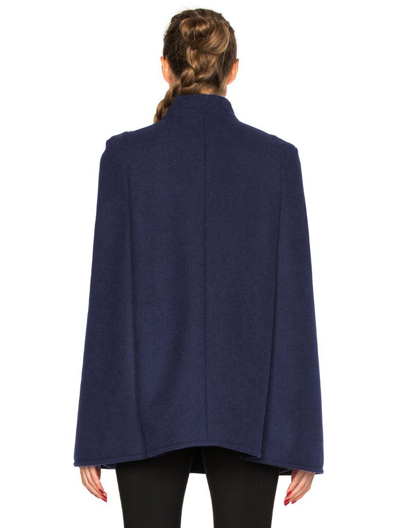 Poncho Femme Marine Foncé Double Boutonnage Hiver Vêtements D'extérieur Laine 2024 - Marine Foncé