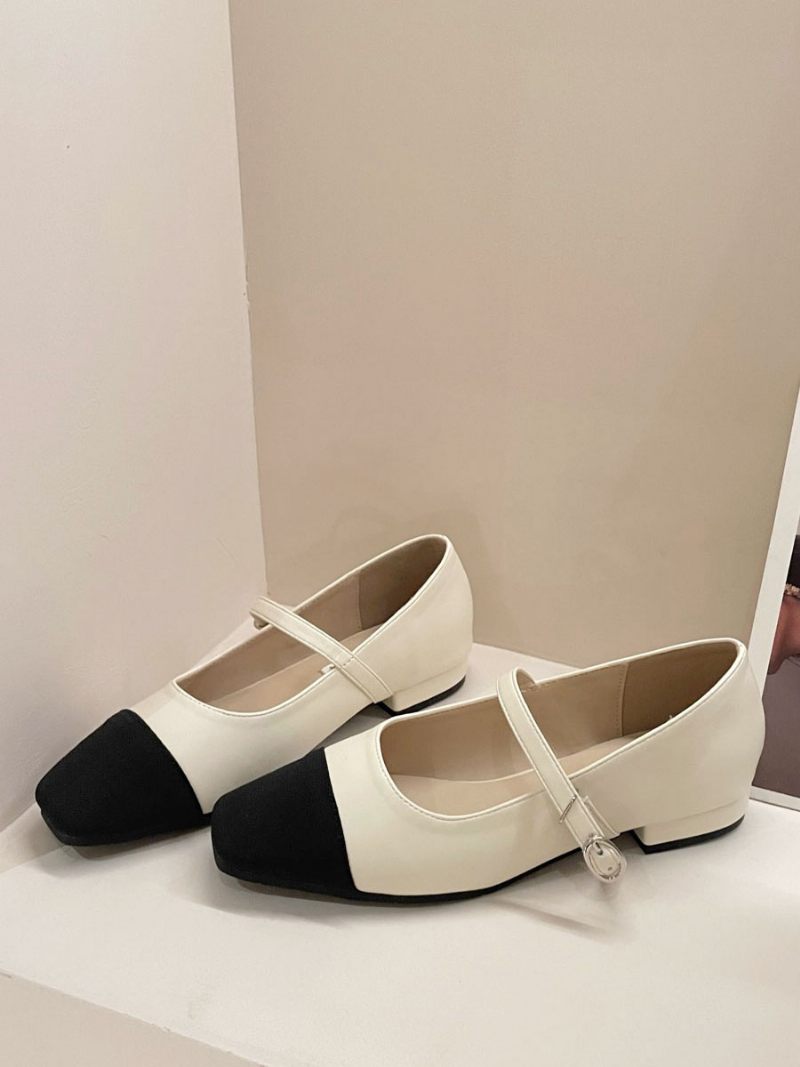 Ballerines Cuir Pu À Bout Carré Pour Femmes