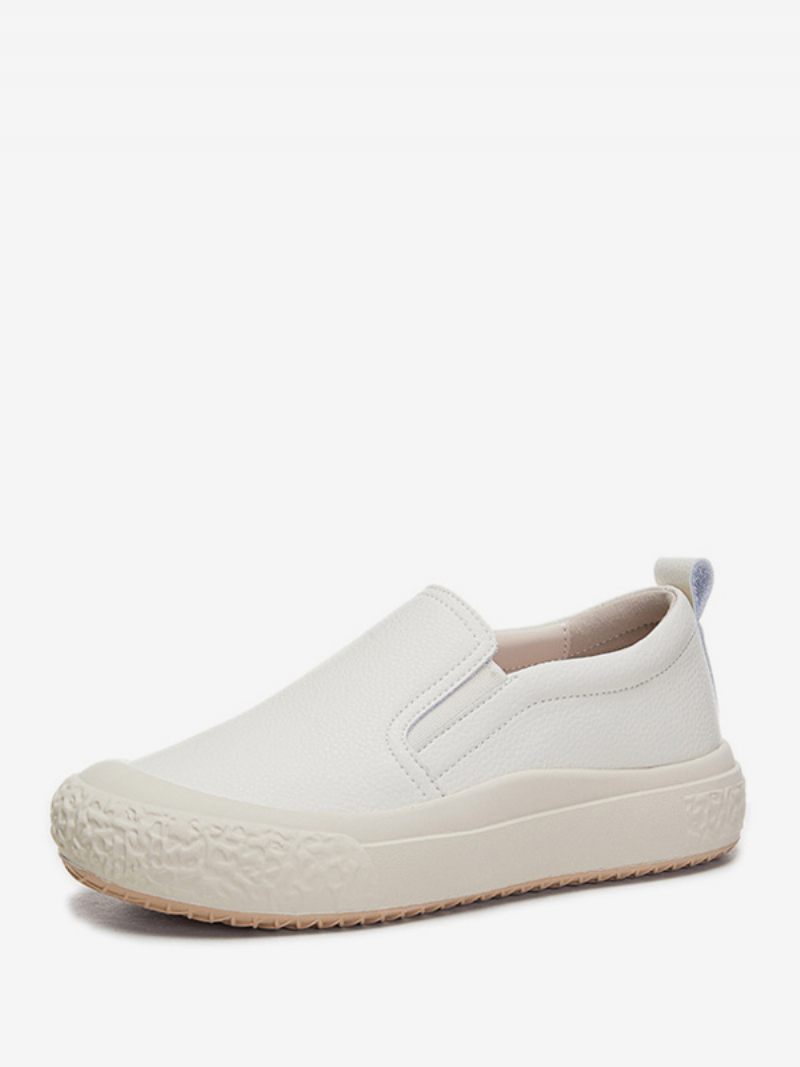 Ballerines Cuir Pu À Bout Rond Pour Femmes - Beige