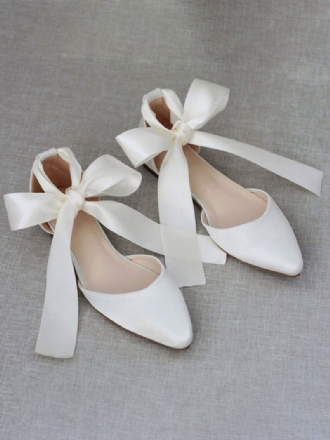 Ballerines Pour Femmes Avec Nœuds Et Bout Pointu Satin À Lacets Eric White