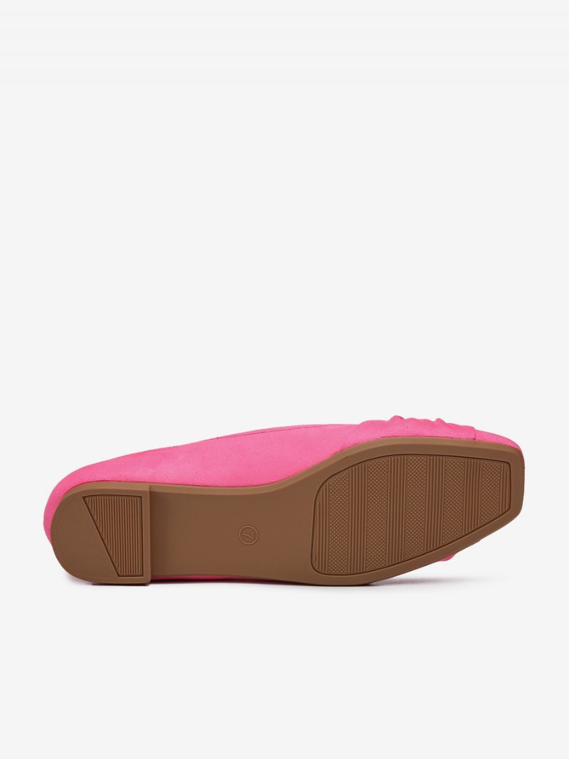 Ballerines Pour Femmes Bout Carré Nœuds Tissu Élastique - Rose