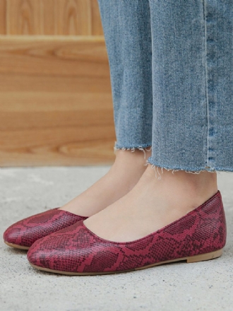 Ballerines Pour Femmes Bout Rond Motif Serpent Escarpins Plats À Enfiler