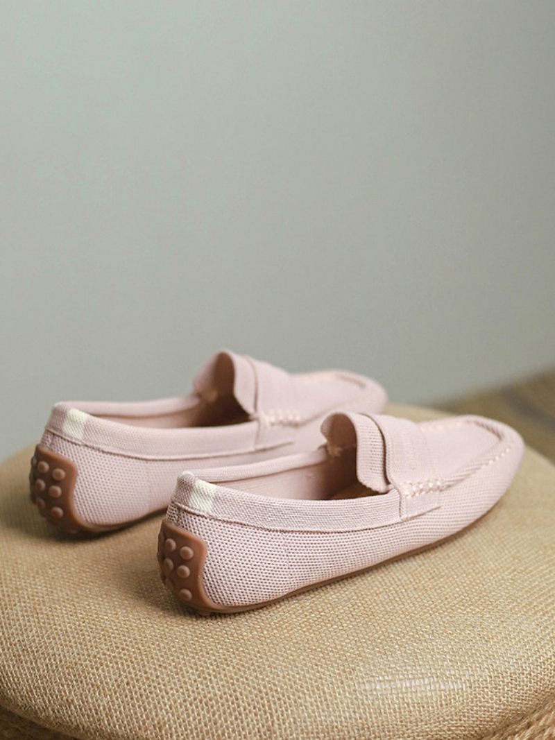 Mocassins Plats À Bout Rond Pour Femmes Chaussures Décontractées Enfiler - Rose Tendre