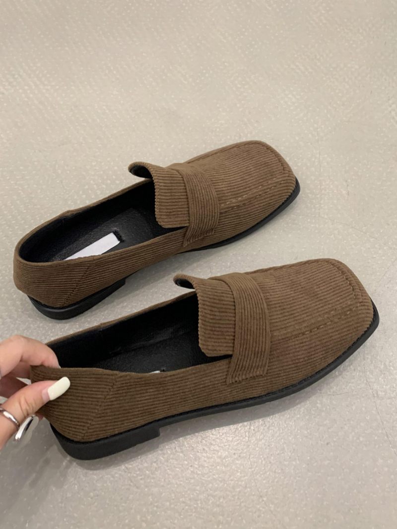 Mocassins Plats Microsuède Pour Femmes - Marron Café