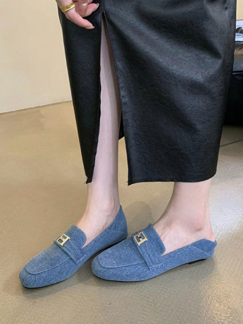 Mocassins Plats Polyester Pour Femmes - Bleu Ciel Clair