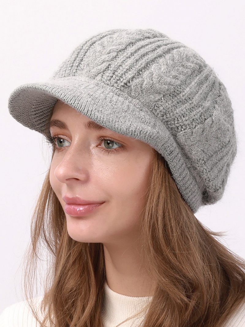 Béret Chapeau Tricot Couleur Unie Quotidien Décontracté Automne Hiver Casquettes Pour Femmes