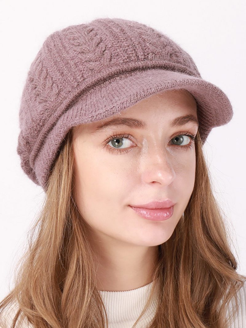 Béret Chapeau Tricot Couleur Unie Quotidien Décontracté Automne Hiver Casquettes Pour Femmes - Lavande