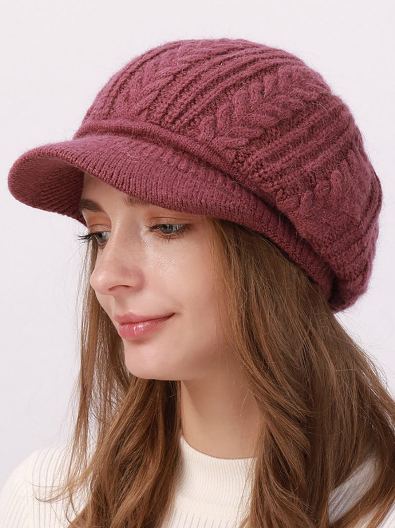 Béret Chapeau Tricot Couleur Unie Quotidien Décontracté Automne Hiver Casquettes Pour Femmes - Rose