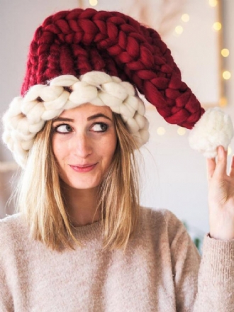 Bonnet Noël Avec Pompons Tricotés À La Main Pour Famille