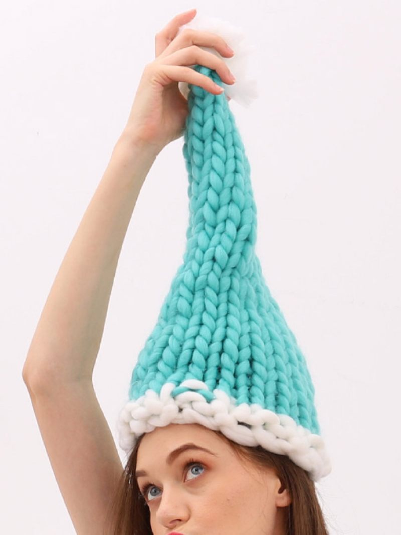 Bonnet Noël Avec Pompons Tricotés À La Main Pour Famille - Vert