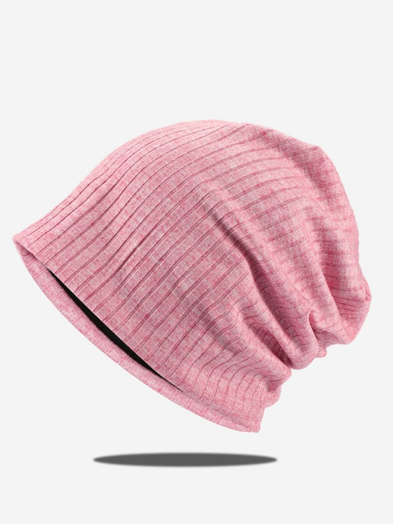 Bonnet Tricoté Grooves Casquettes Pour Femmes L'automne Et L'hiver - Rose