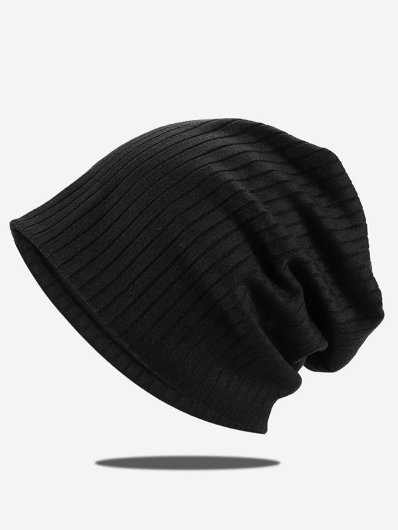 Bonnet Tricoté Grooves Casquettes Pour Femmes L'automne Et L'hiver - Noir