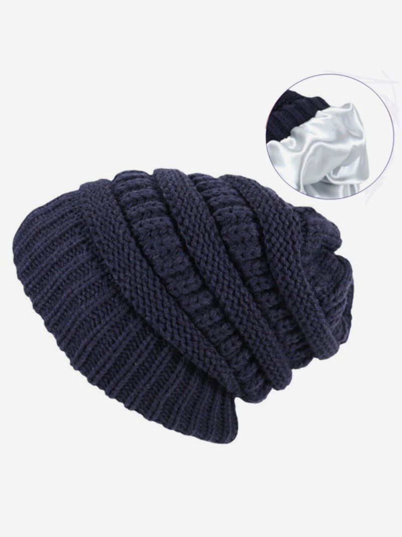 Casquette Au Crochet Casquettes Unisexes Couleur Unie Pour Le Printemps Automne Hiver - Marine Foncé