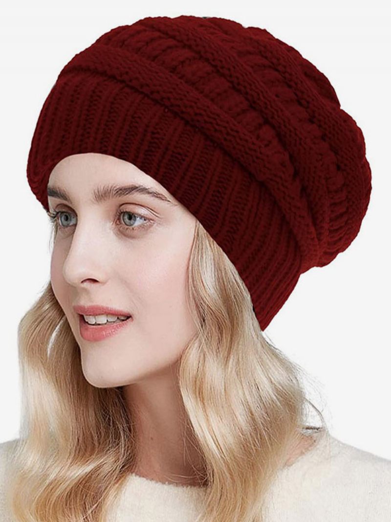 Casquette Au Crochet Casquettes Unisexes Couleur Unie Pour Le Printemps Automne Hiver - Bourgogne