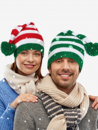 Casquette Pom Poms Rayures Motif Noël Casquettes Automne Hiver