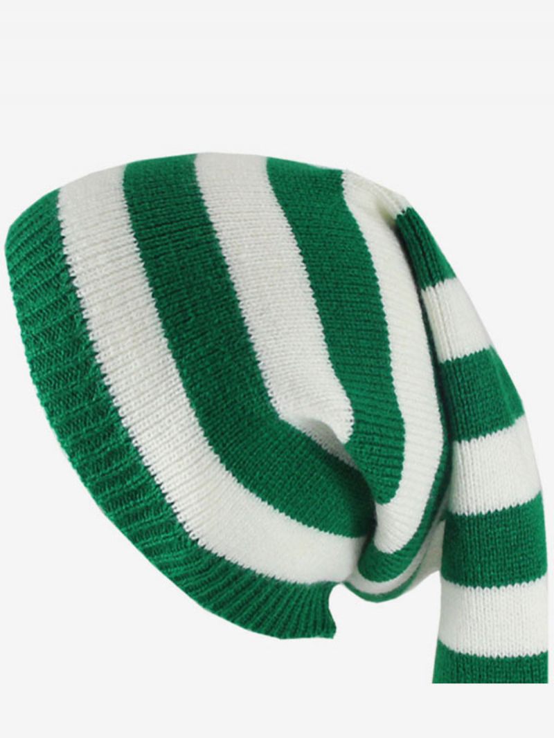 Casquette Pom Poms Rayures Motif Noël Casquettes Automne Hiver - Vert