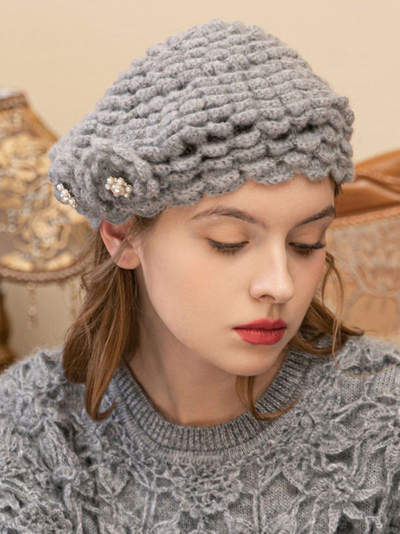 Casquettes/chapeaux Pour Femmes Fabuleux Chic Tricoté Découpes Designer Chapeaux Chauds D'hiver - Gris