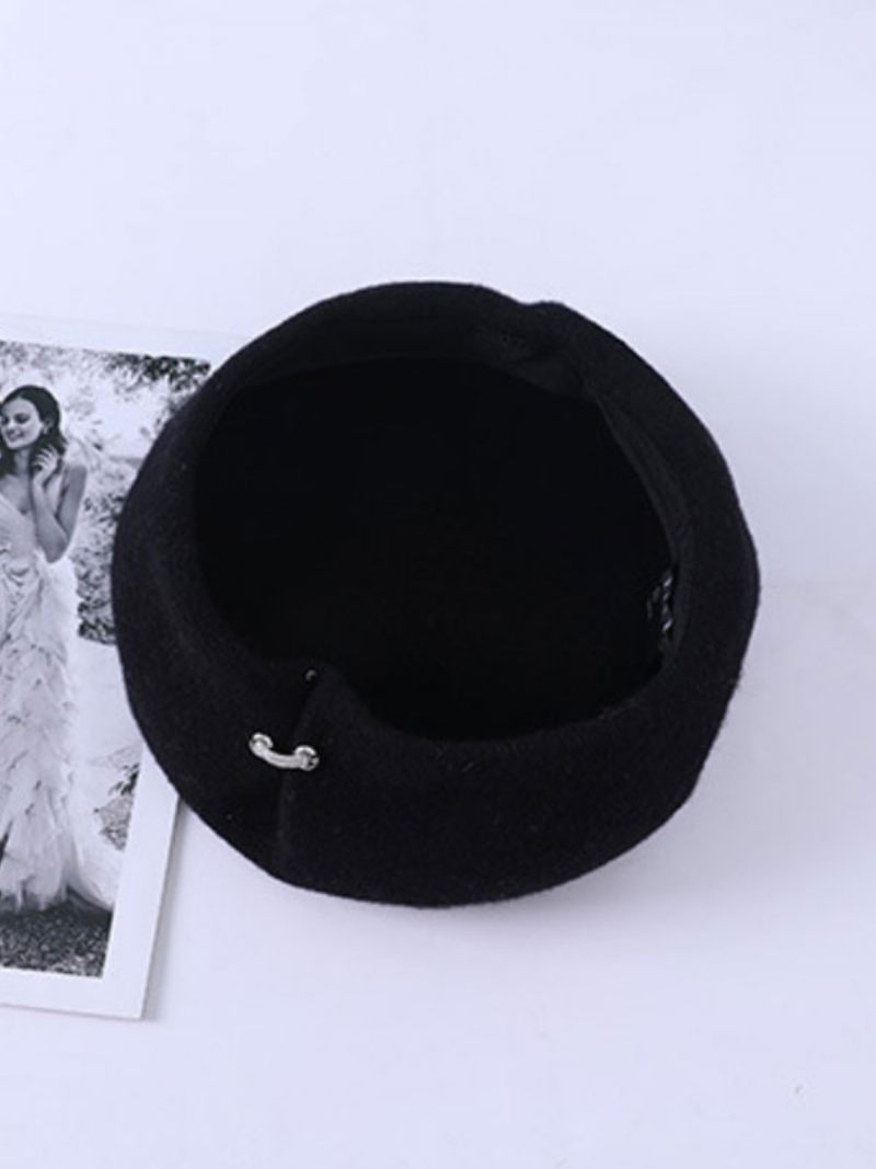 Casquettes Pour Femmes Beau Chapeau Blanc Décontracté Laine - Noir