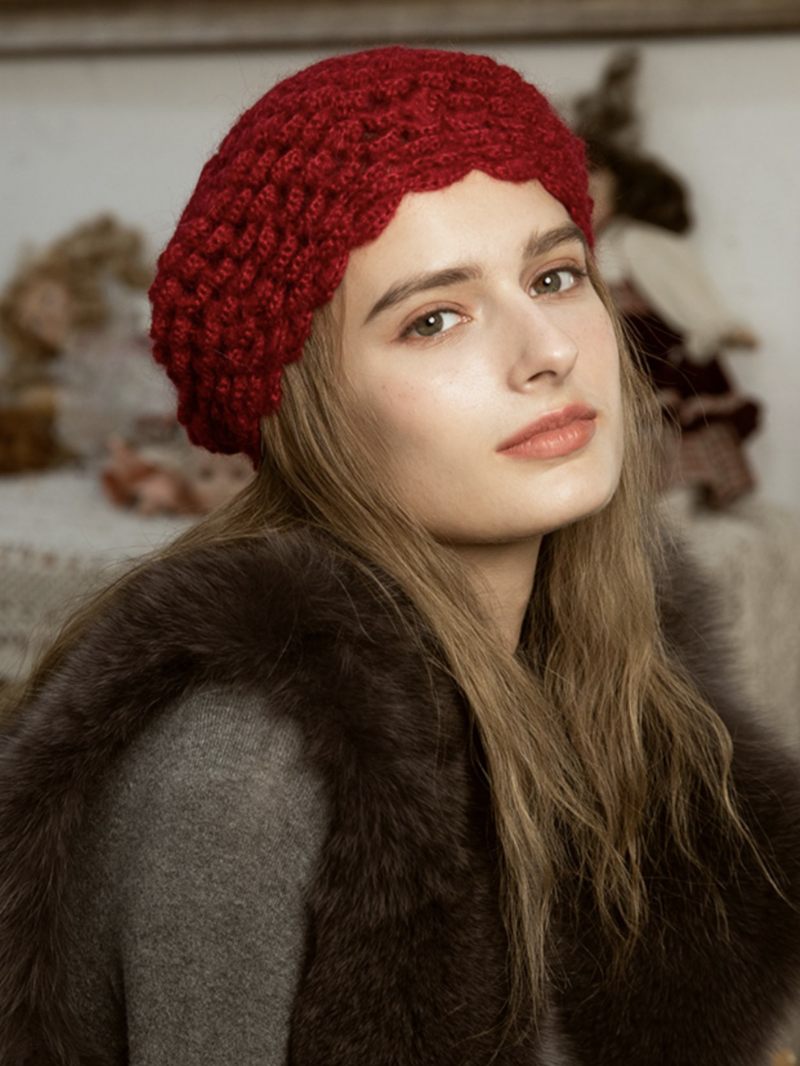 Casquettes Pour Femmes Chapeaux Chauds D'hiver Styliste Tricotés Modernes Avec Découpes - Rouge