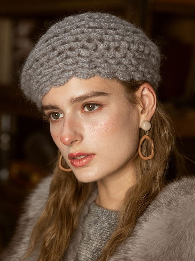 Casquettes Pour Femmes Chapeaux Chauds D'hiver Styliste Tricotés Modernes Avec Découpes - Gris