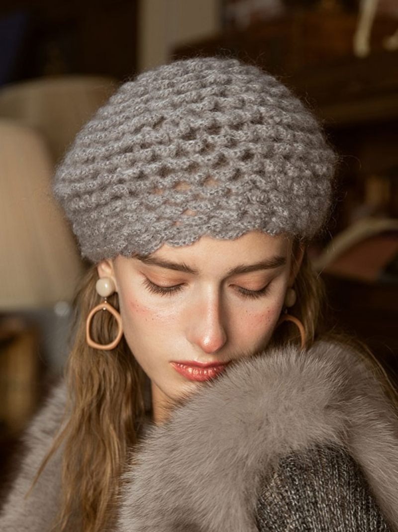 Casquettes Pour Femmes Chapeaux Chauds D'hiver Styliste Tricotés Modernes Avec Découpes - Gris