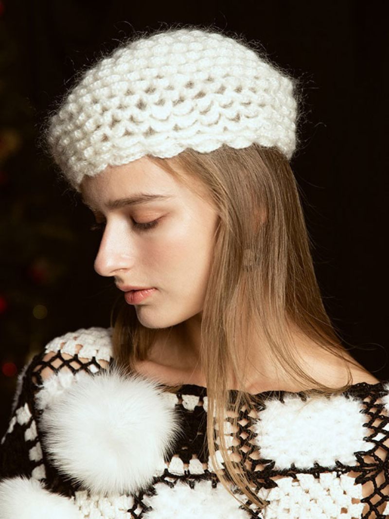 Casquettes Pour Femmes Chapeaux Chauds D'hiver Styliste Tricotés Modernes Avec Découpes - Blanc