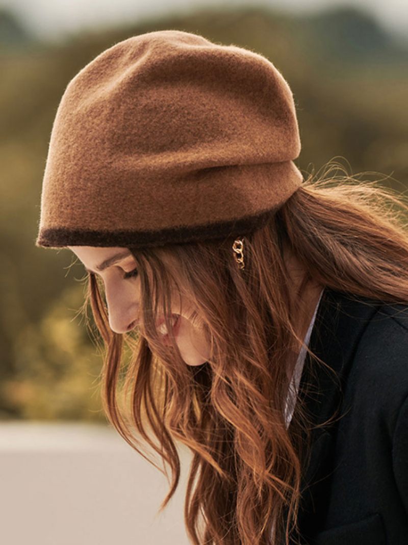 Casquettes Pour Femmes Chapeaux Fabuleux Laine Bicolore Marron Café - Marron Café