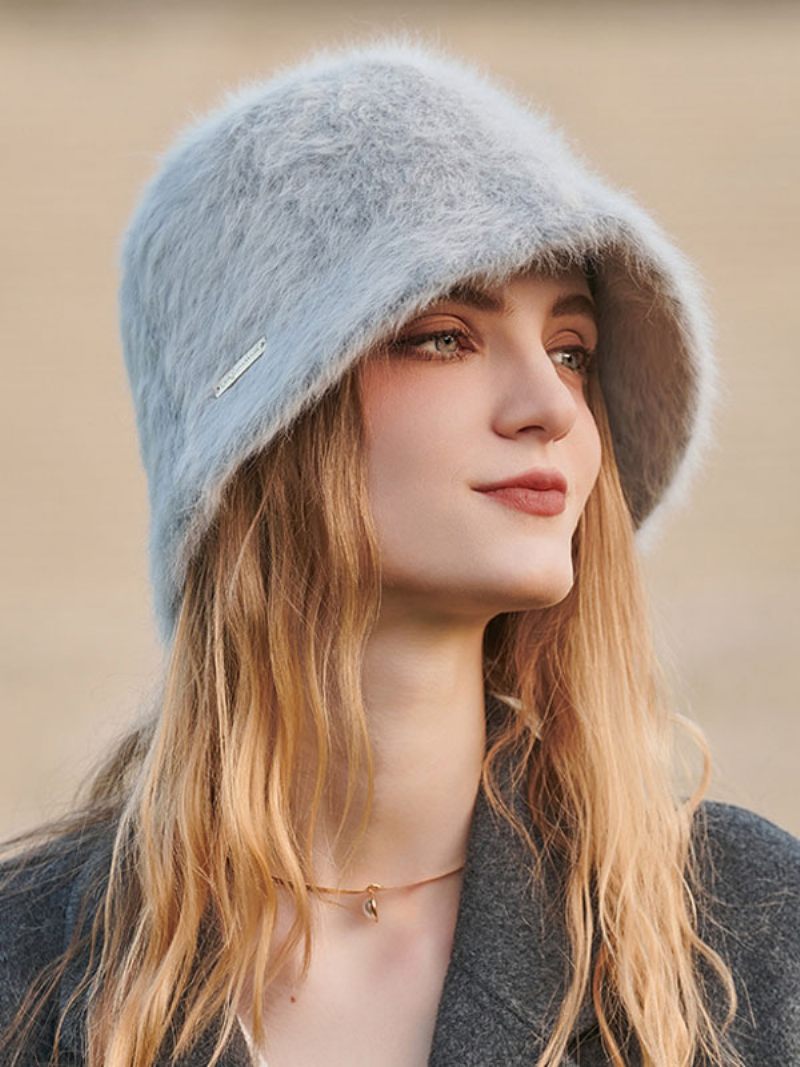 Casquettes Pour Femmes Chic Hiver Chaud Chapeaux Fourrure - Gris Clair