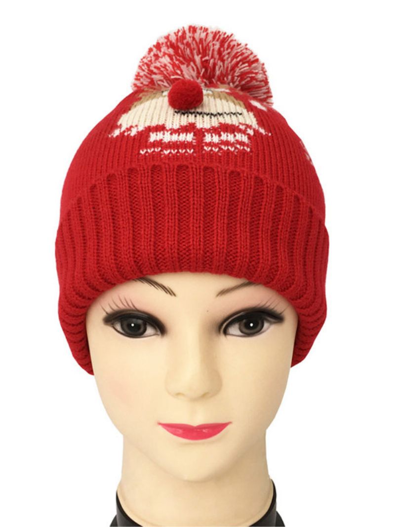 Casquettes Pour Femmes Joli Motif Mélange Poly/coton Cadeau Vacances Noël Vêtements Maison Hiver Chaud Mignon Accessoire - Rouge