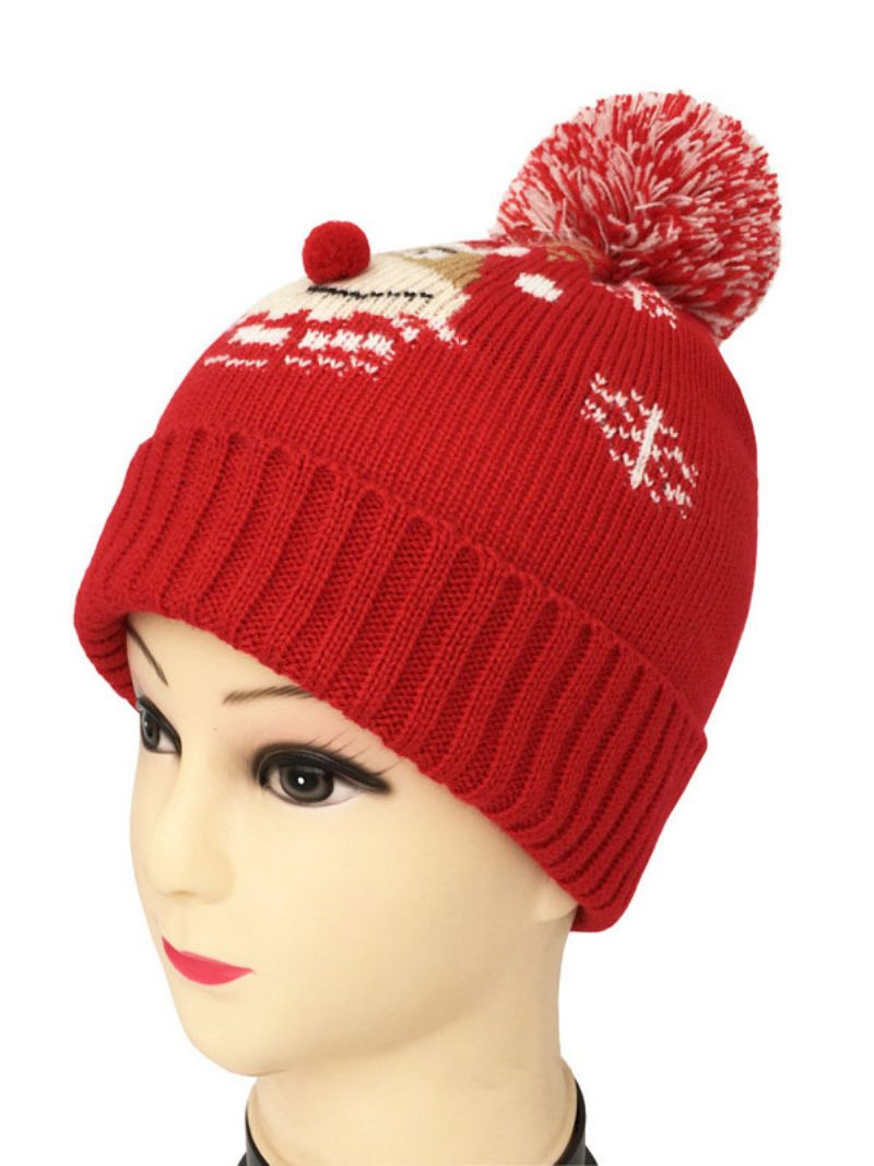 Casquettes Pour Femmes Joli Motif Mélange Poly/coton Cadeau Vacances Noël Vêtements Maison Hiver Chaud Mignon Accessoire - Rouge