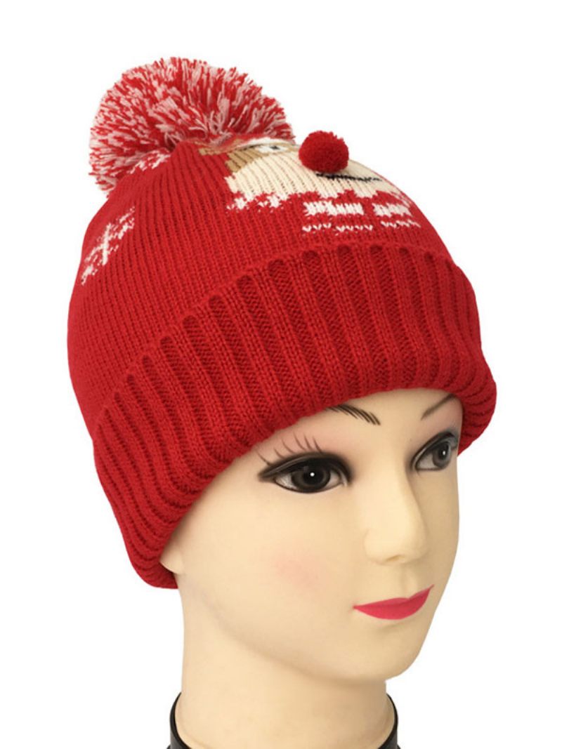 Casquettes Pour Femmes Joli Motif Mélange Poly/coton Cadeau Vacances Noël Vêtements Maison Hiver Chaud Mignon Accessoire - Rouge