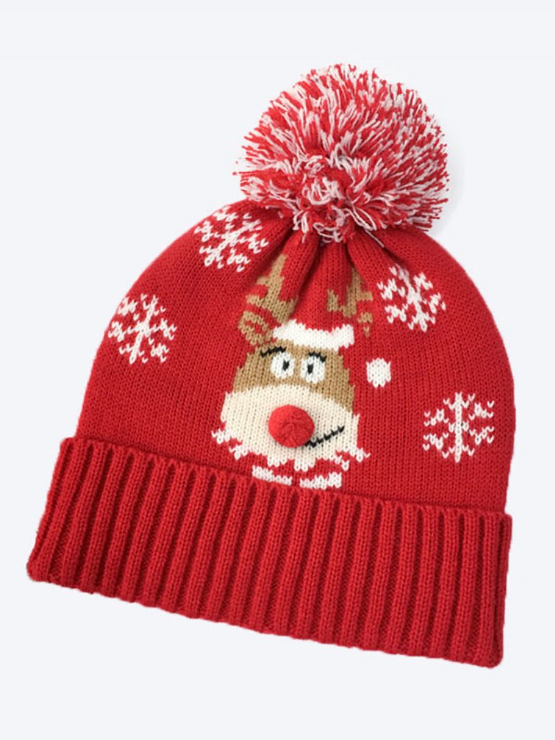 Casquettes Pour Femmes Joli Motif Mélange Poly/coton Cadeau Vacances Noël Vêtements Maison Hiver Chaud Mignon Accessoire - Rouge