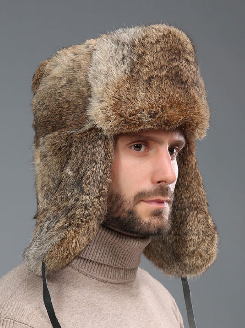 Casquettes Pour Hommes Modernes Fausse Fourrure Chapeaux Chauds D'hiver Chapeau Ushanka Russe