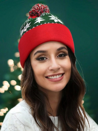 Chapeau À Pompons Rouges Motif Noël Casquette D'hiver Pour Femmes