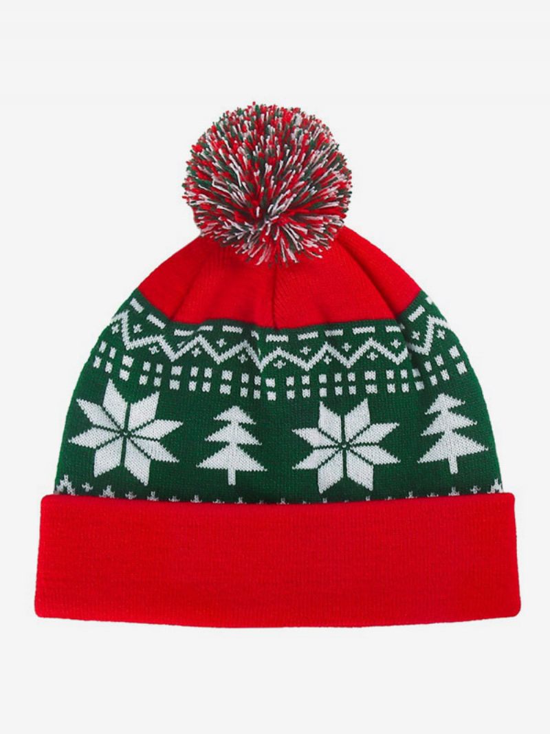 Chapeau À Pompons Rouges Motif Noël Casquette D'hiver Pour Femmes - Rouge