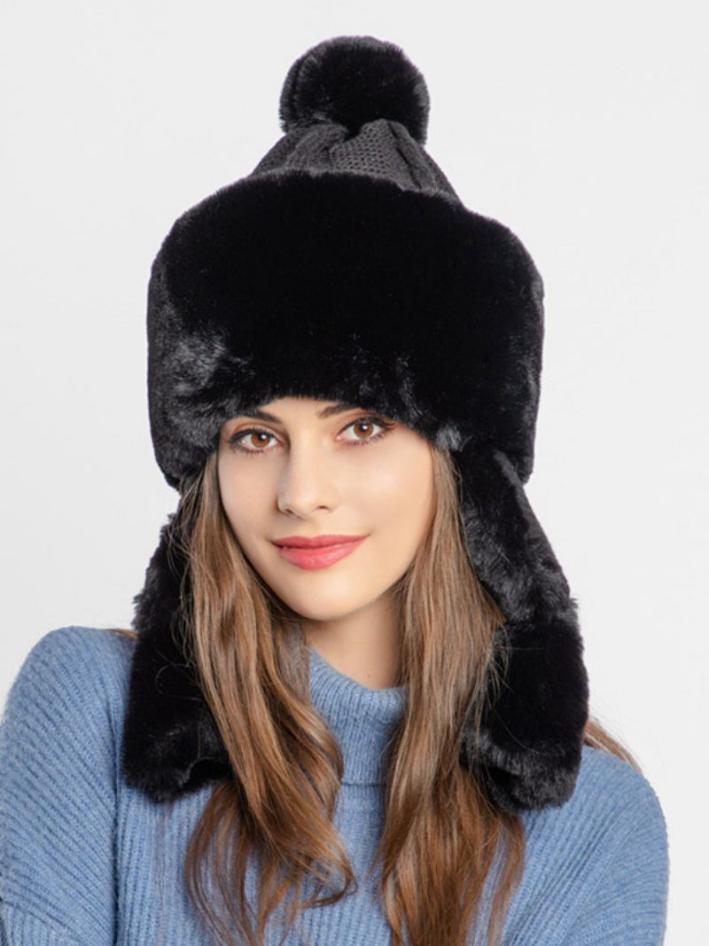 Chapeau Trooper Fausse Fourrure D'hiver Pour Femmes Avec Oreillettes Chapeaux Coupe-vent