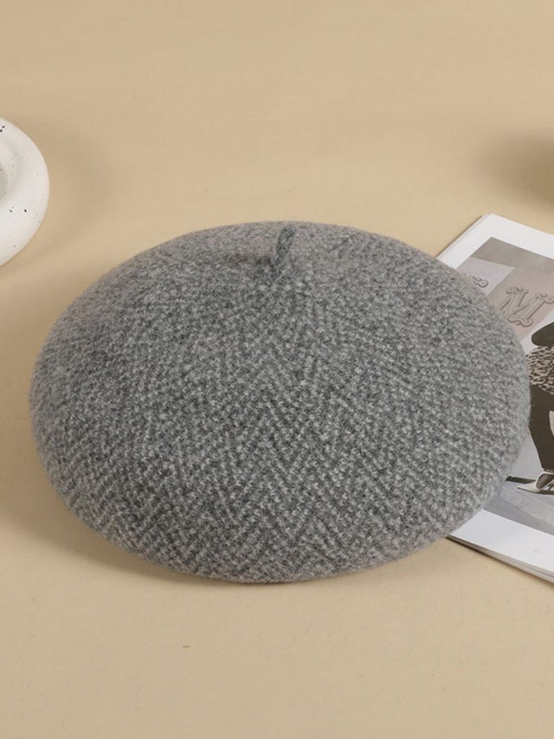 Chapeaux Blancs Écru Pour Femmes Béret Laine Pratique - Gris