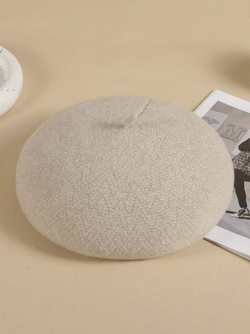 Chapeaux Blancs Écru Pour Femmes Béret Laine Pratique - Beige