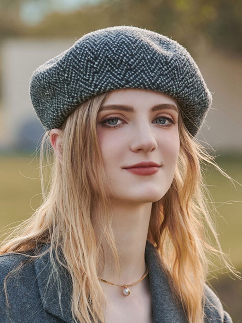 Chapeaux Blancs Écru Pour Femmes Béret Laine Pratique - Noir