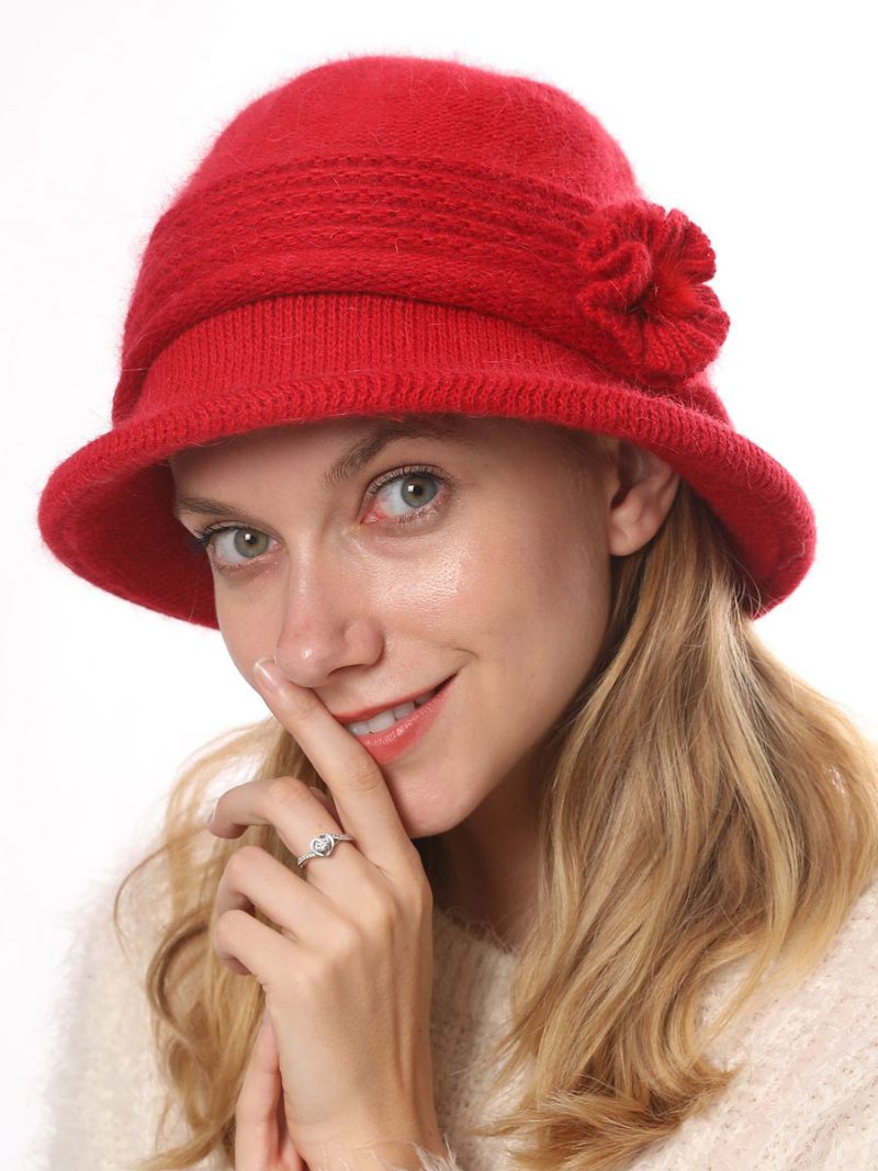 Chapeaux Pour Femmes Appliques Pratiques Fibre Acrylique Blancs Eric - Rouge