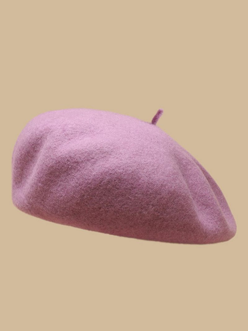 Chapeaux Pour Femmes Joli Béret Laine Chaud D'hiver Style Britannique - Rose Perle