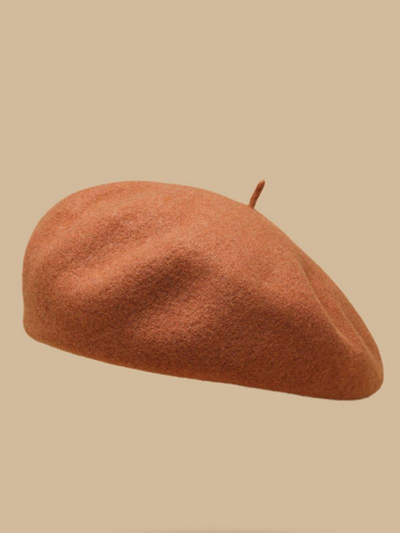 Chapeaux Pour Femmes Joli Béret Laine Chaud D'hiver Style Britannique - Orange