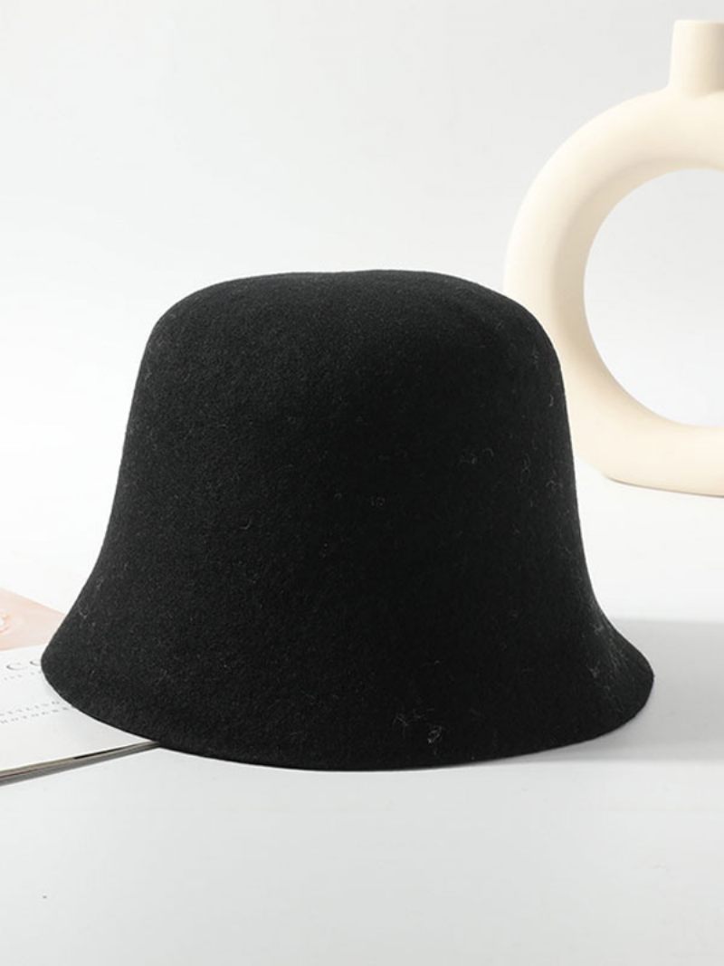 Chapeaux Pour Femmes Mignons Laine Hiver Chaud Style Britannique - Noir