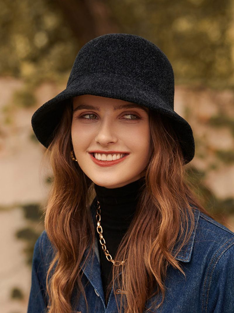 Chapeaux Pour Femmes Mode Chic Hiver Chaud Seau Chapeau - Noir