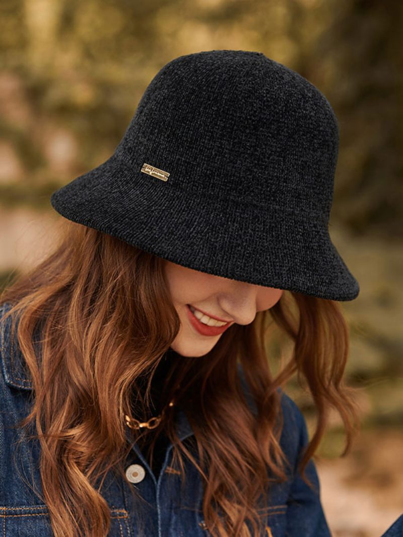 Chapeaux Pour Femmes Mode Chic Hiver Chaud Seau Chapeau - Noir