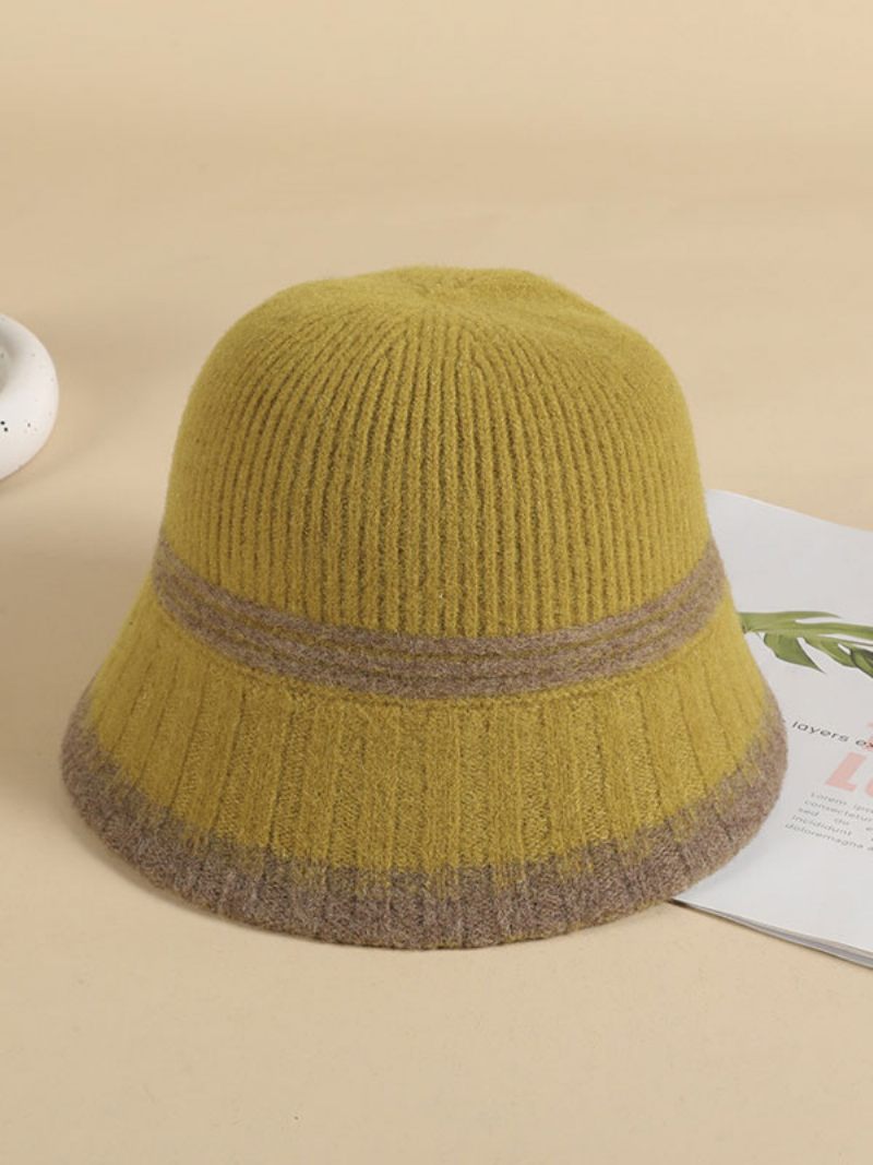 Chapeaux Pour Femmes Rayures Modernes Laine Chic Chauds D'hiver - Jaune