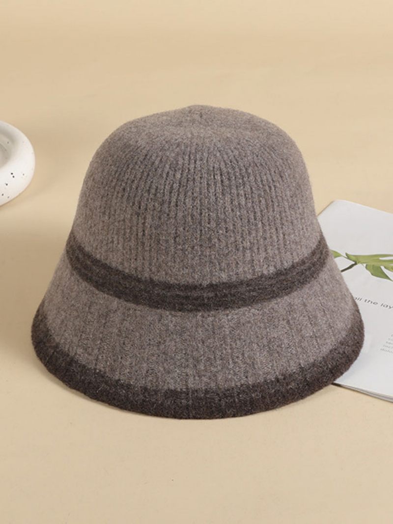 Chapeaux Pour Femmes Rayures Modernes Laine Chic Chauds D'hiver - Marron Café