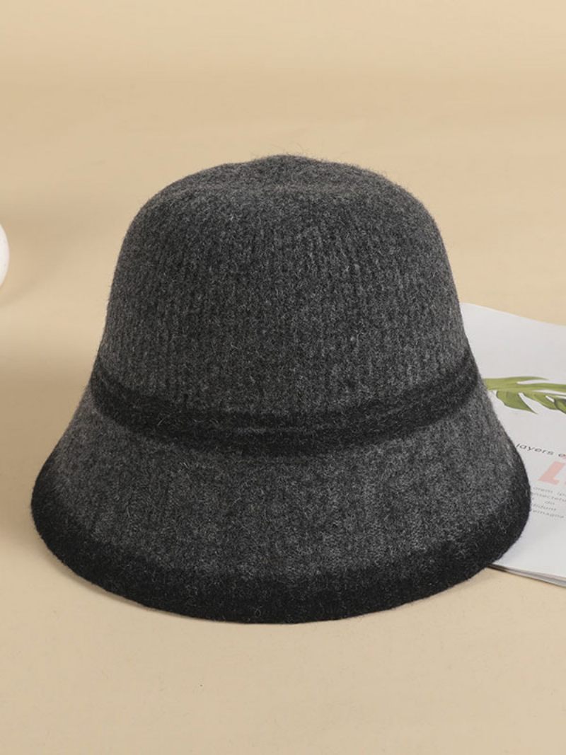 Chapeaux Pour Femmes Rayures Modernes Laine Chic Chauds D'hiver - Gris